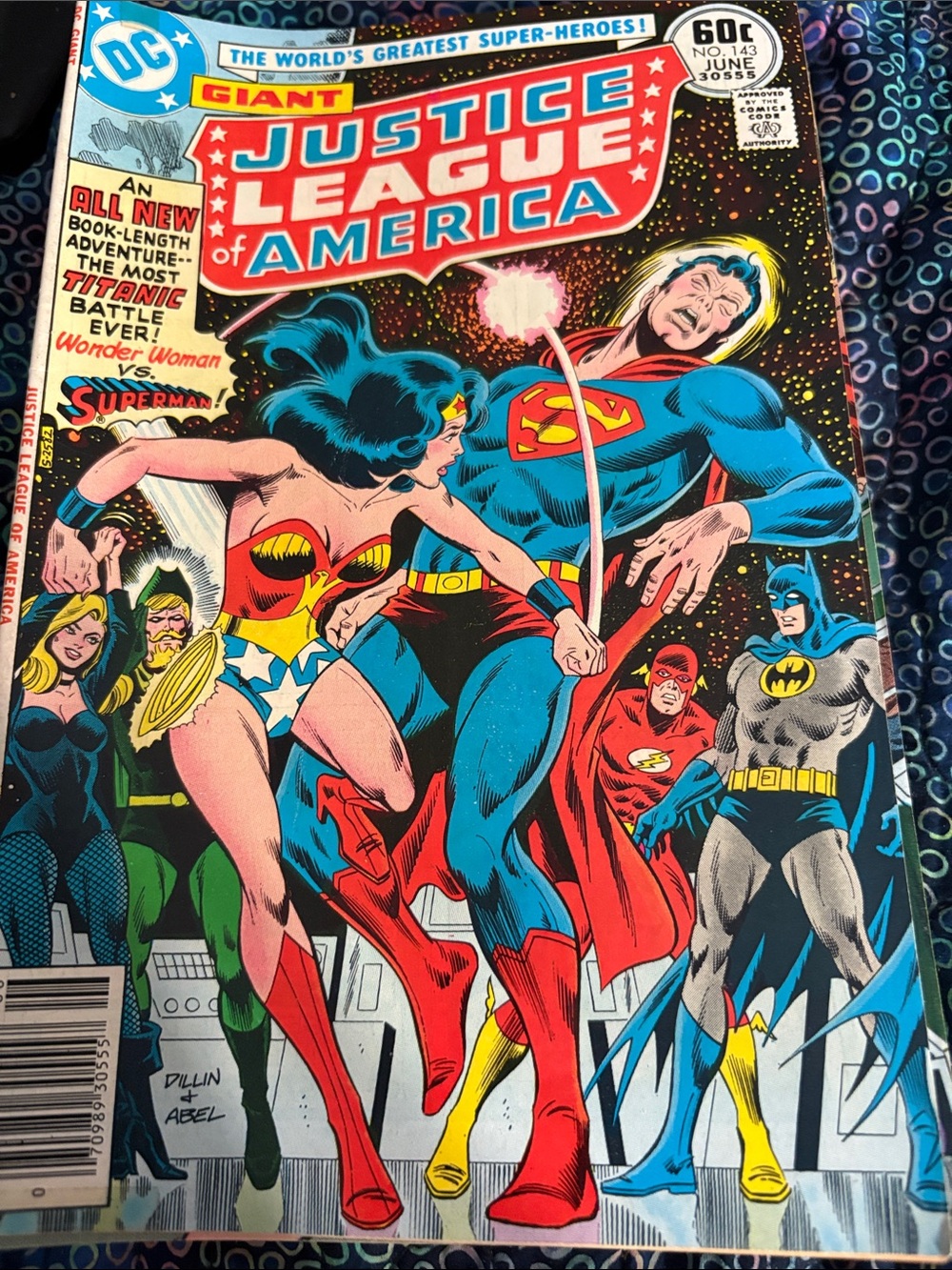 Justice League of America Comic Cover Print Men Jeans - Blue